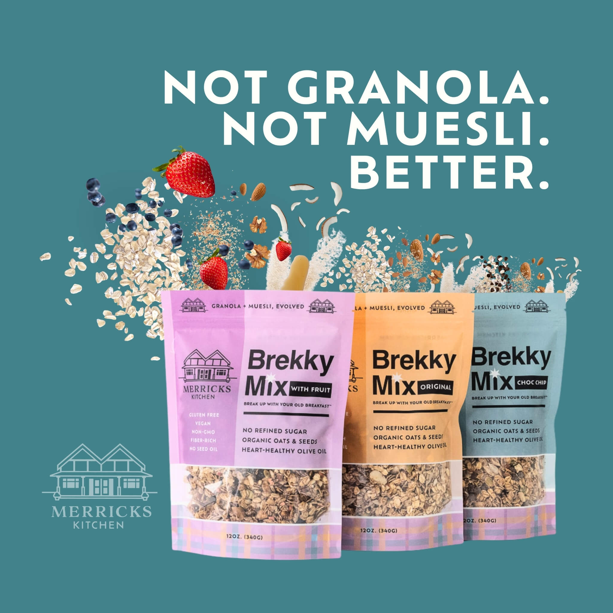 Brekky Mix Choc Chip - three varieties of healthy granola Merricks Kitchen