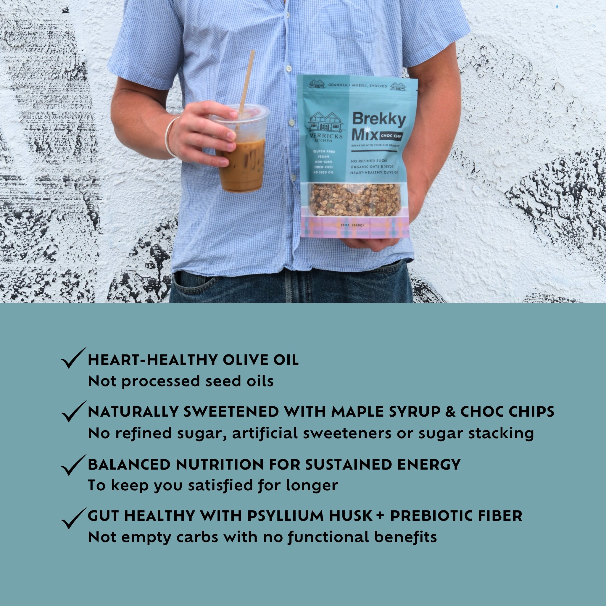 Brekky Mix Choc Chip healthy granola is the perfect gift for hard to buy for people