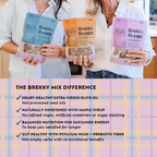 Three bags of Brekky Mix Variety Pack granola with nutrition benefits text